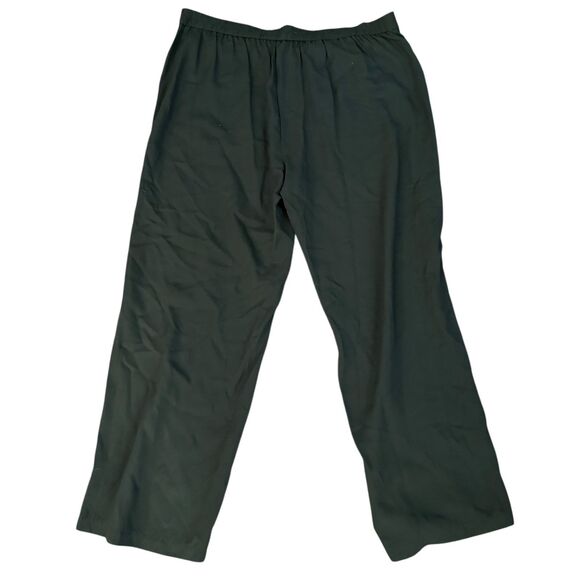 Eileen Fisher Dark Green Woven Tencel Wide Leg Pull on Pants Size XL - NWT - Picture 2 of 7